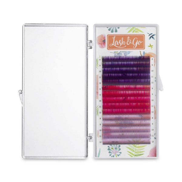 Lash&Go Ресницы микс, цветные, Raspberry, 0.10/D/9-13 мм, 15 линий купить - 0