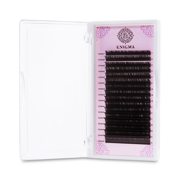 Enigma Ресницы микс, Мокка, 0.07/L+/7-14 мм, 16 линий купить - 0