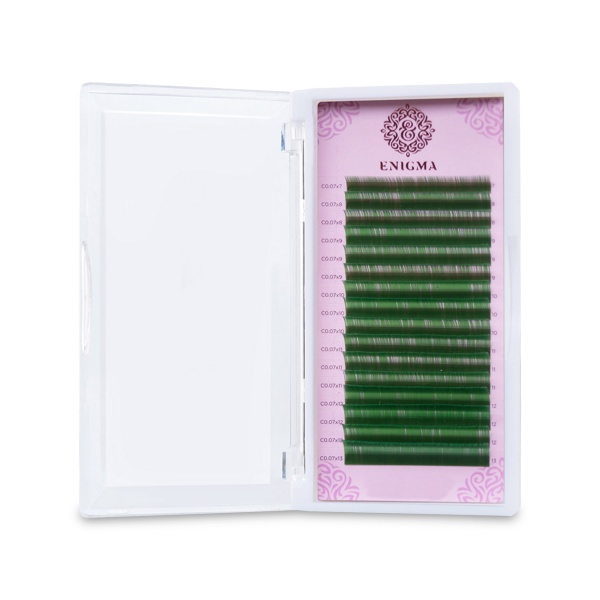 Enigma Ресницы микс, цветные, Зеленый, 0.07/C/7-13 мм, 16 линий купить - 0