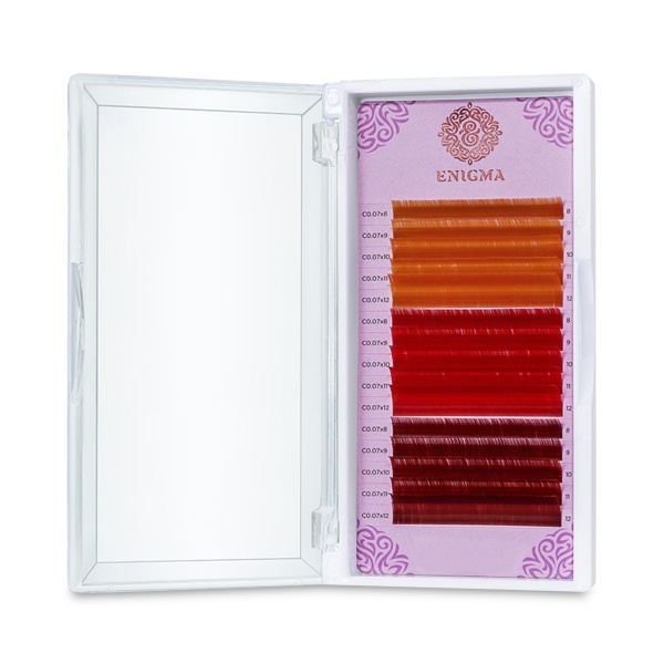 Enigma Ресницы микс, цветные, Hot sunset, 0.07/D/8-12 мм, 15 линий купить - 0