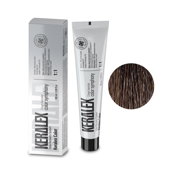 Keralex Крем-краска для волос Hair Color, 6.0 Light Brown Natural Светлый шатен натуральный, 100 мл купить - 0