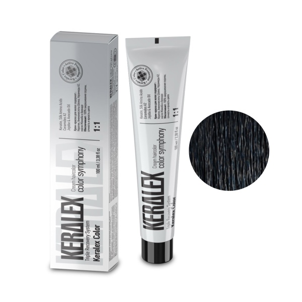 Keralex Крем-краска для волос Hair Color, 1.0 Natural Black Черный, 100 мл купить - 0