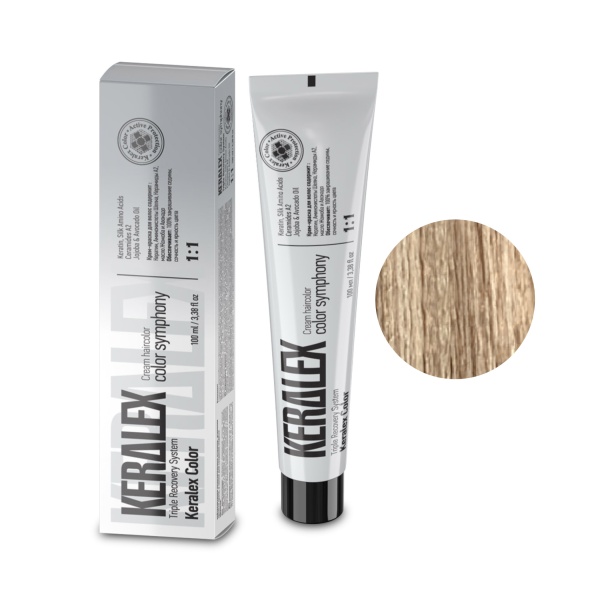 Keralex Крем-краска для волос Hair Color, 10.28 Very Light Blonde Ash Pearl Очень светлый блондин пепельно-перламутровый, 100 мл купить - 0
