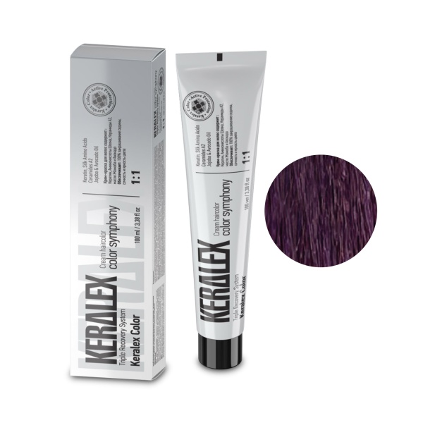 Keralex Крем-краска для волос Hair Color, 4.88 Dark Brown Violet Violet Темный шатен интенсивно-фиолетовый, 100 мл купить - 0