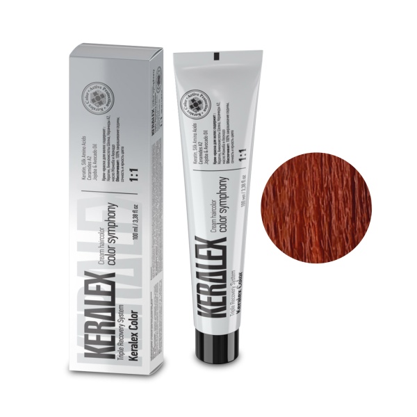 Keralex Крем-краска для волос Hair Color, 7.44 Dark Blonde Copper Copper Темный блондин интенсивно-медный, 100 мл купить - 0