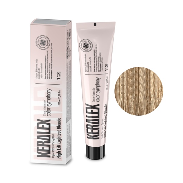 Keralex Крем-краска для волос Hair Color High Lift Lightest Blonde, 11.07 Natural Beige Супер осветляющий блондин натуральный бежевый, 100 мл купить - 0