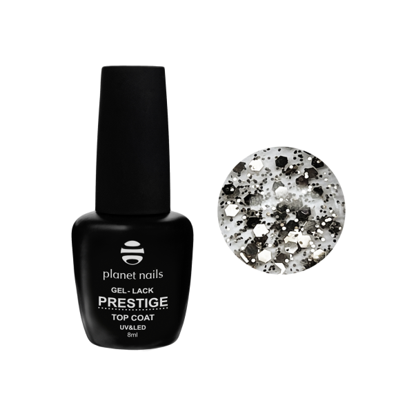 Planet Nails Топ для гель-лака Prestige Glossy Top Party, Silver, без липкого слоя, 8 мл купить - 0
