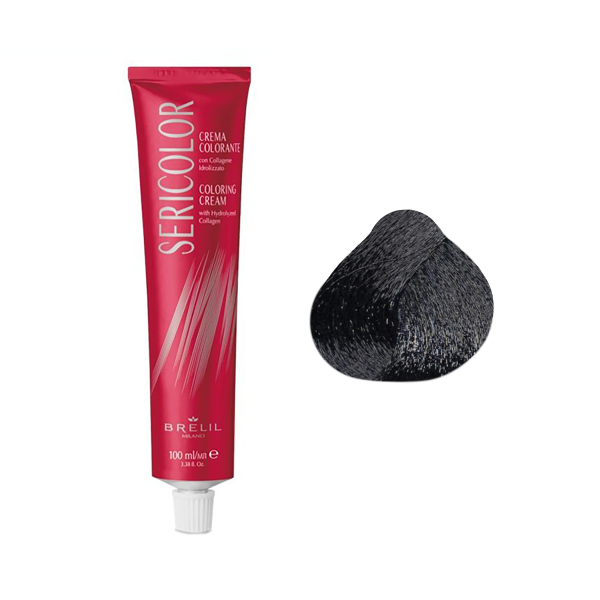 Brelil Professional Крем-краска для волос Sericolor, 1.1 Иссиня-чёрный, 100 мл купить - 0