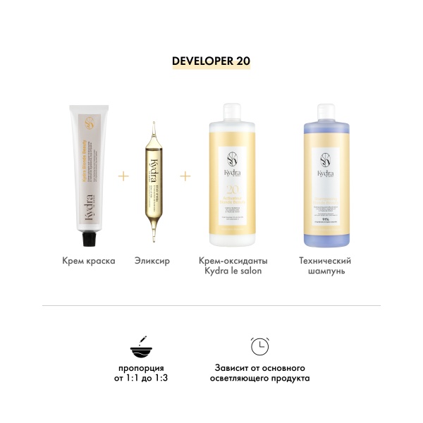 Kydra Le Salon Крем-оксидант Blonde Beauty Cream Developer, 6% (20 Volume), 1000 мл купить - 4