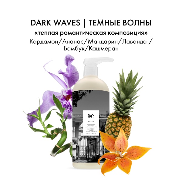 R+Co Шампунь для разглаживания с антиоксидантным комплексом Бэль Эйр Bel Aair Smoothing Shampoo + Anti-Oxidant Complex, 1000 мл купить - 3