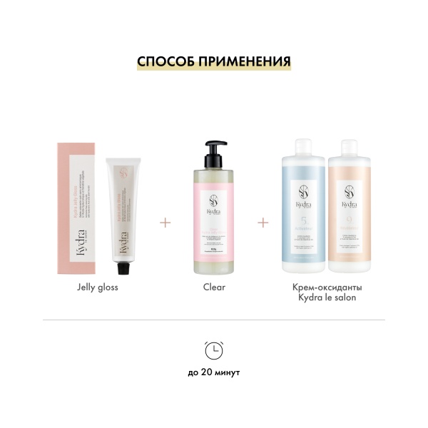 Kydra Le Salon Глосс-гель блеск и уход Jelly Gloss Shine and Dilution Care, прозрачный Glear, 400 мл купить - 4