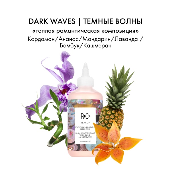 R+Co Детокс-кондиционер с экстрактом листьев персика и чайного гриба Чашка чая Teacup Peacholine + Kombucha Detox Rinse, 177 мл купить - 3