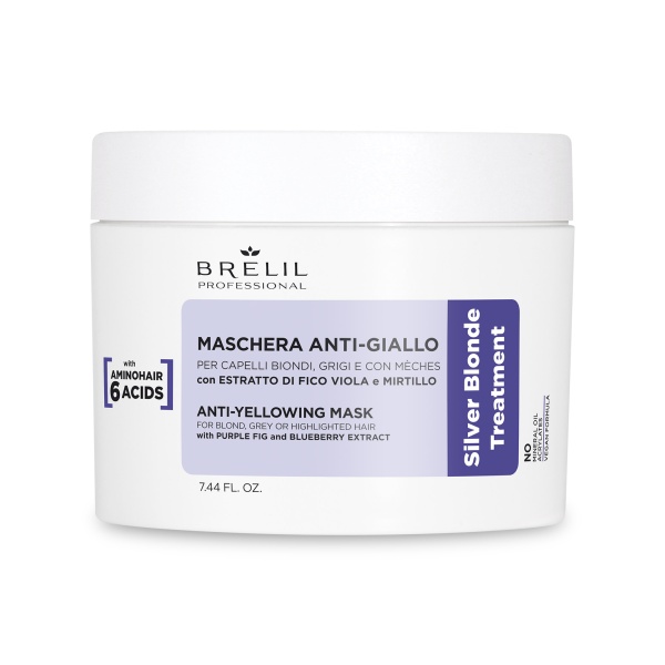 Brelil Professional Маска антижелтая для светлых, мелированных и седых волос Amino Treatment, 220 мл купить - 0