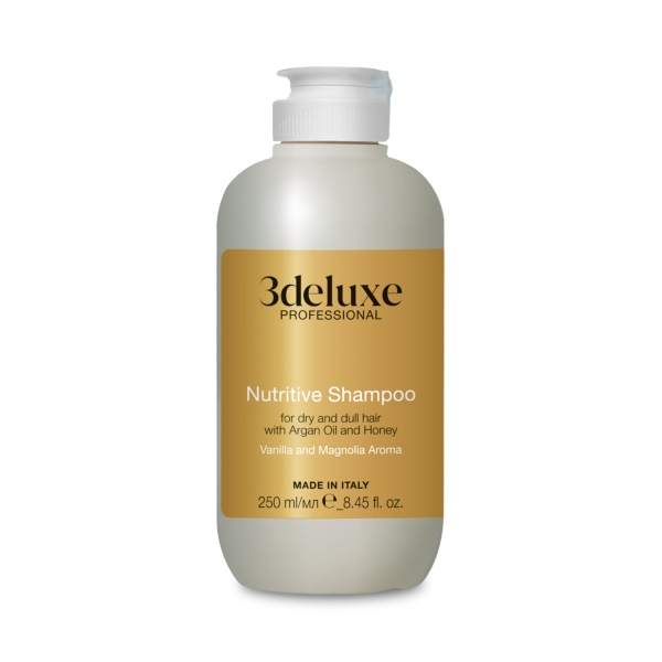 3Deluxe Professional Шампунь питательный для сухих и ослабленных волос с мёдом и маслом арганы Nutritive Shampoo, 250 мл купить - 0