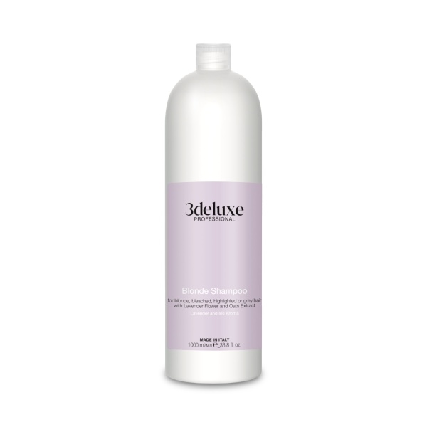 3Deluxe Professional Шампунь для сохранения цвета светлых, осветленных, мелированных и седых волос с экстрактами цветков лаванды и овса Blonde Shampoo, 1000 мл купить - 0