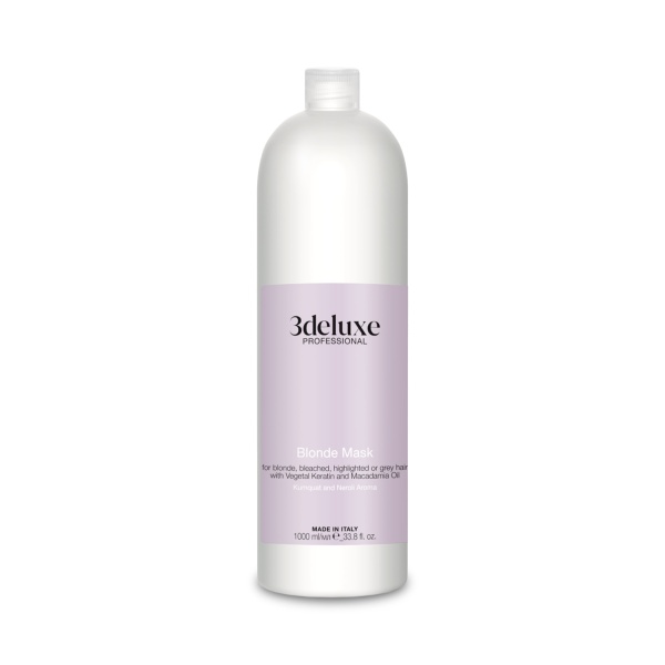3Deluxe Professional Маска для сохранения цвета светлых, осветленных, мелированных и седых волос с растительным кератином и маслом макадамии Blonde Mask, 1000 мл купить - 0