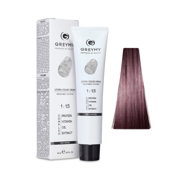 Greymy Перманентный крем краситель Utopia Color Cream, 5RB+ Насыщенный Махагоновый Светлый Брюнет, 60 мл купить - 0