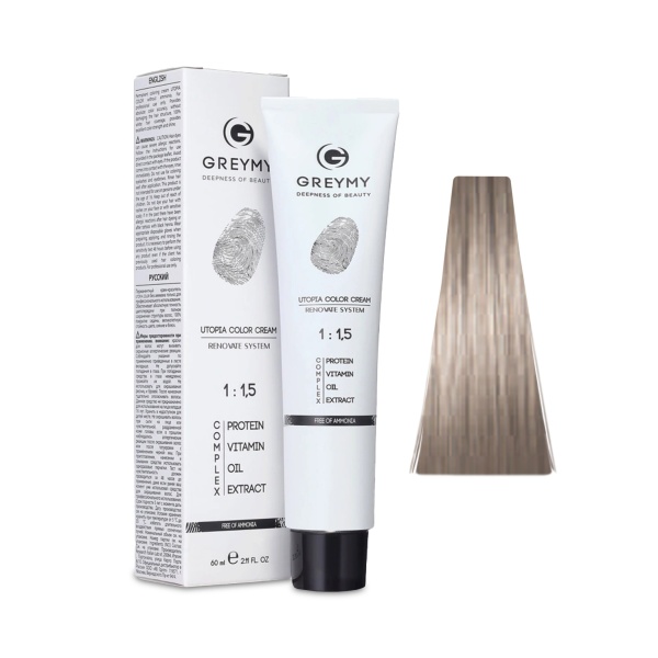 Greymy Перманентный крем краситель Utopia Color Cream, 8P Жемчужный Светло-русый, 60 мл купить - 0