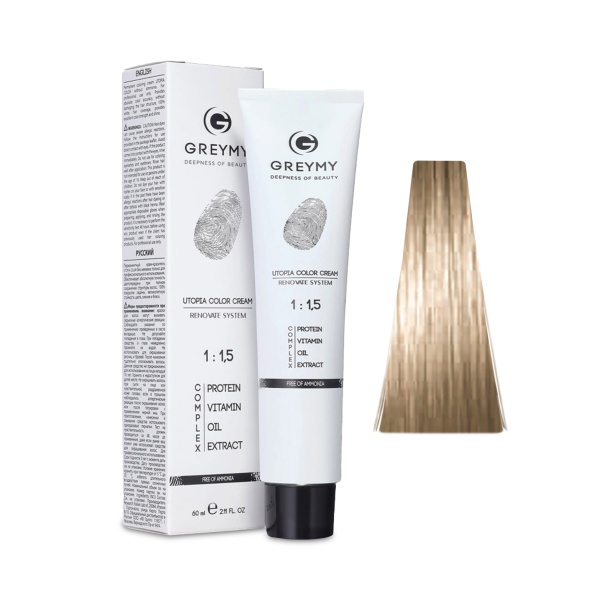 Greymy Перманентный крем краситель Utopia Color Cream, 9G Золотистый Блондин, 60 мл купить - 0