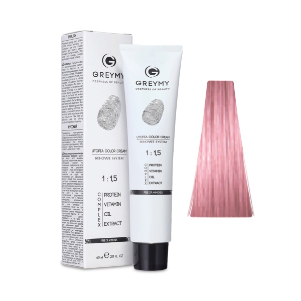 Greymy Перманентный крем краситель Utopia Color Cream, Чистый Розовый, 60 мл купить - 0