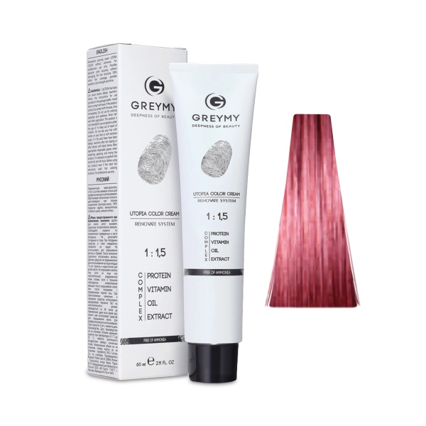 Greymy Перманентный крем краситель Utopia Color Cream, Чистый Красный, 60 мл купить - 0