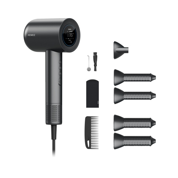 Remez Фен-Стайлер с персональной настройкой температуры Model S, 5 насадок, Аксессуары, графит, 1600 Вт купить - 0