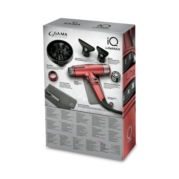 Ga.Ma Professional Электрофен для волос IQ LiteMax, красный, 1700 Вт купить - 0