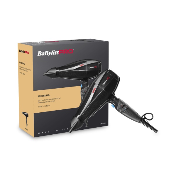 BaByliss Pro Фен Excess HQ, 2 насадки, 2600 Вт, черный купить - 0