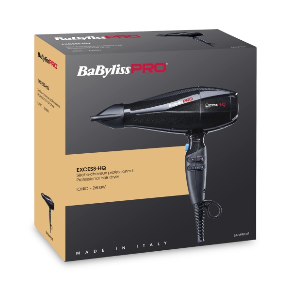 BaByliss Pro Фен Excess HQ, 2 насадки, 2600 Вт, черный купить - 0