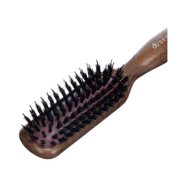 Dewal Pro Щетка массажная Next, прямоугольная, узкая, натуральная щетина, нейлоновый штифт, 7 рядов, корич-бордовый купить - 0