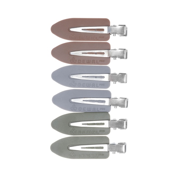 Dewal Pro Зажим для волос Лепесток, пластик, 6 см, 6 шт, серый/коричневый/зеленый купить - 0
