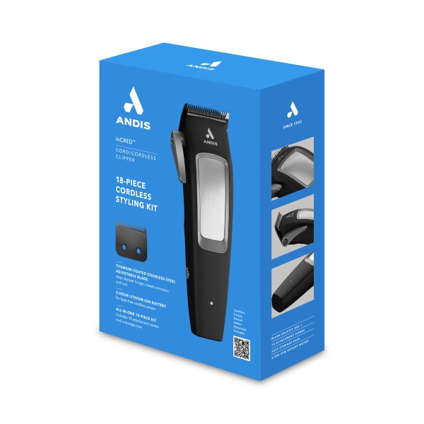 Andis Машинка для стрижки волос inCRED, 0.5-2.4 мм, 10 насадок, черный купить - 0