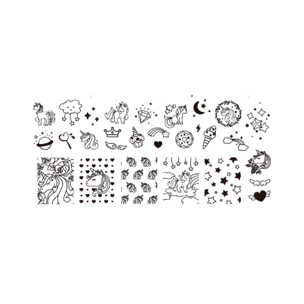 Aeropuffing Пластина для стемпинга Stamping Plate, A-33 единороги 2 купить - 0