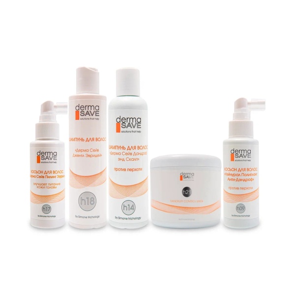 Dermasave Набор для ухода за волосами от перхоти "Безупречно в чёрном", трихологический, 5 средств купить - 0