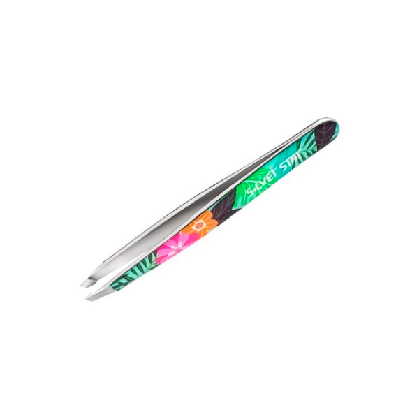 Silver Star Пинцет косой, тропический принт, цветы купить - 0