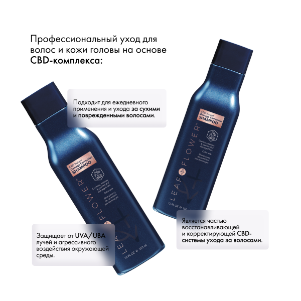 Leaf&Flower Шампунь для мгновенного восстановления поврежденных волос CBD Instant Damage Correction Shampoo, 350 мл купить - 2