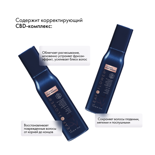 Leaf&Flower Спрей для мгновенной гладкости волос CBD Instant Frizz Remedy, 175 мл купить - 2