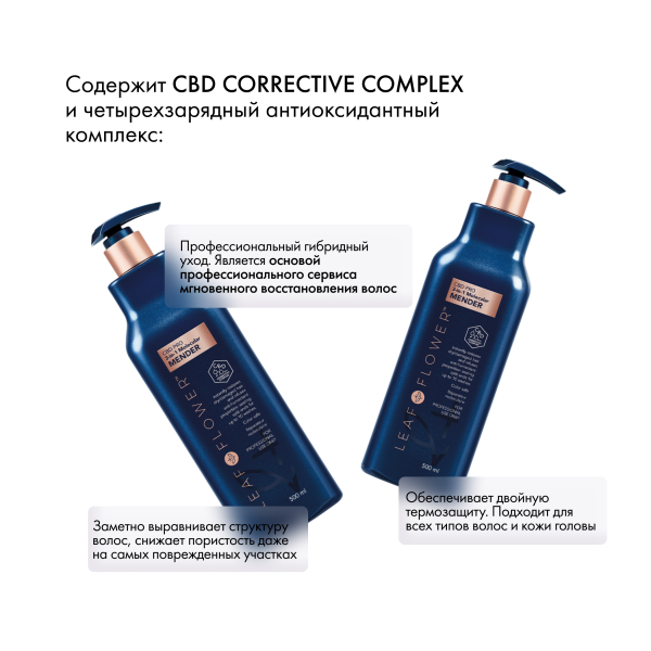 Leaf&Flower Профессиональный молекулярный реконструирующий уход 3в1 CBD 3 in 1 Molecular Mender Professional, 500 мл купить - 2
