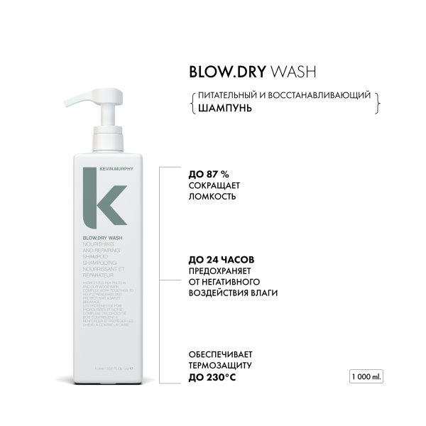 Kevin.Murphy Питательный и восстанавливающий шампунь [Блоу.Драй] Blow.Dry Wash, 1000 мл купить - 1