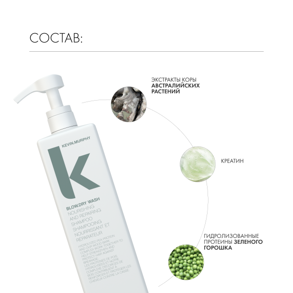 Kevin.Murphy Питательный и восстанавливающий шампунь [Блоу.Драй] Blow.Dry Wash, 1000 мл купить - 4