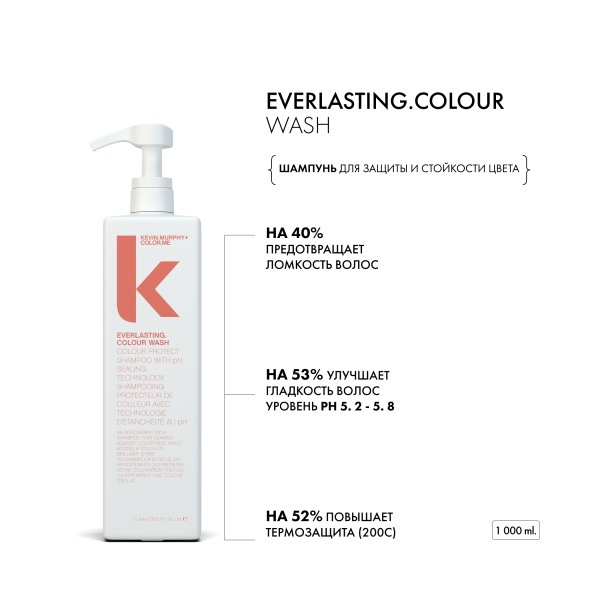Kevin.Murphy Шампунь для защиты и стойкости цвета волос [Эверластин.калор] Everlasting.Colour Wash, 1000 мл купить - 1