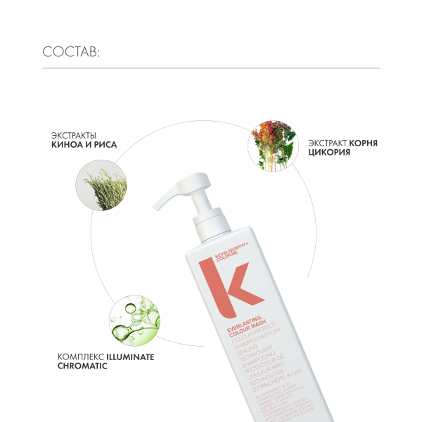 Kevin.Murphy Шампунь для защиты и стойкости цвета волос [Эверластин.калор] Everlasting.Colour Wash, 1000 мл купить - 4