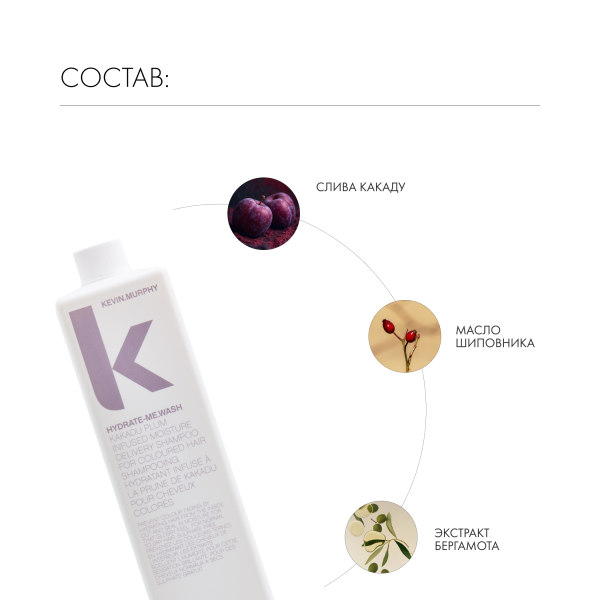 Kevin.Murphy Шампунь для интенсивного увлажнения [Хидрейт.Ми] Hydrate-Me.Wash, 1000 мл купить - 4