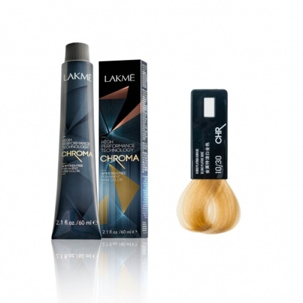 Lakme Крем-краска Chroma, 10/30 Очень светлый блондин золотистый, 60 мл купить - 0