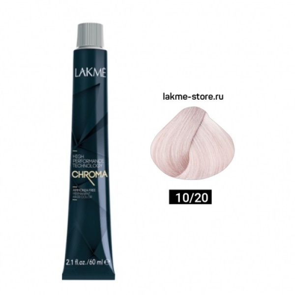 Lakme Крем-краска Chroma, 10/20 Очень светлый блондин фиолетовый, 60 мл купить - 0