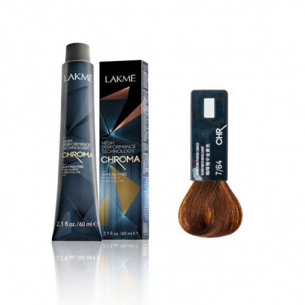 Lakme Крем-краска Chroma, 7/64 Средний блондин коричнево-медный, 60 мл купить - 0