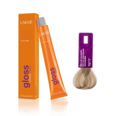 Lakme Крем-краска Gloss, 10/17 Белокурый платиновый пепельно-металлический, 60 мл купить