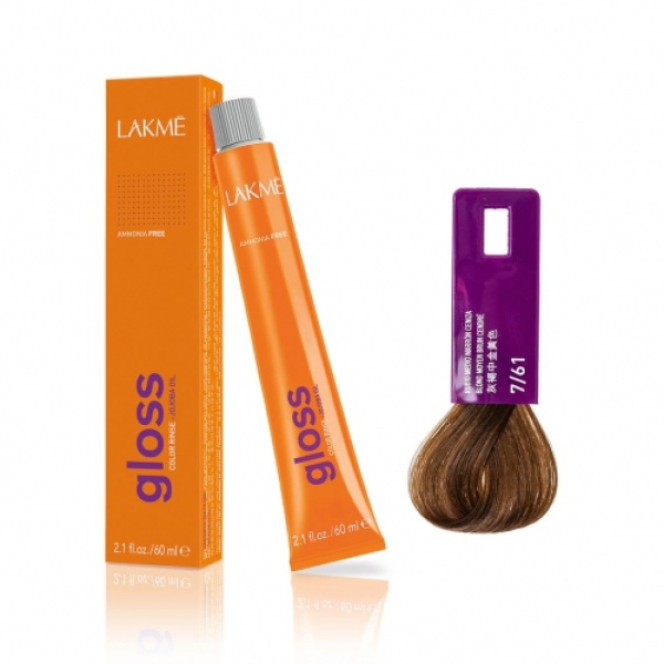 Lakme Крем-краска Gloss, 7/61 Средний блондин коричнево-пепельный, 60 мл купить - 0
