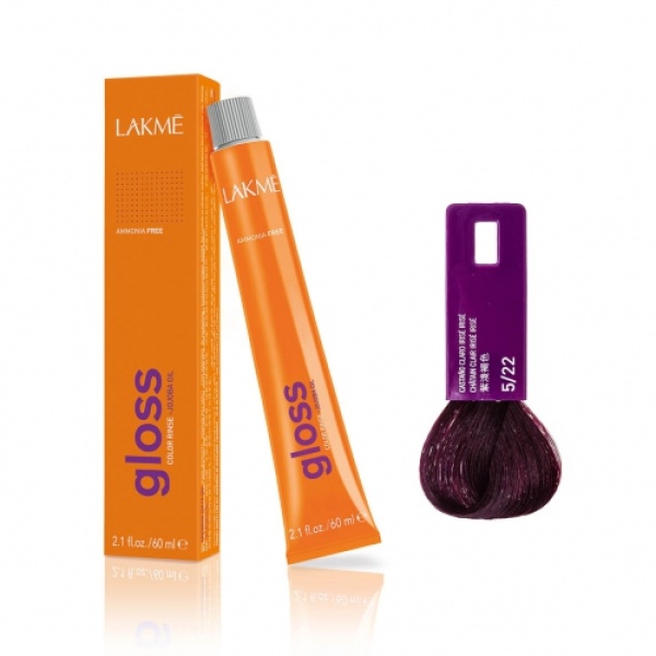 Lakme Крем-краска Gloss, 5/22 Светло-каштановый фиолетовый яркий, 60 мл купить - 0