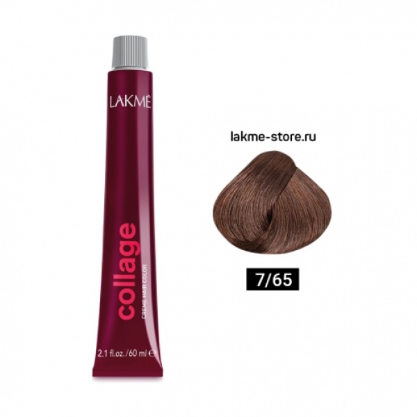 Lakme Крем-краска Collage, 7/65 Средний блондин коричнево-махагоновый, 60 мл купить - 0